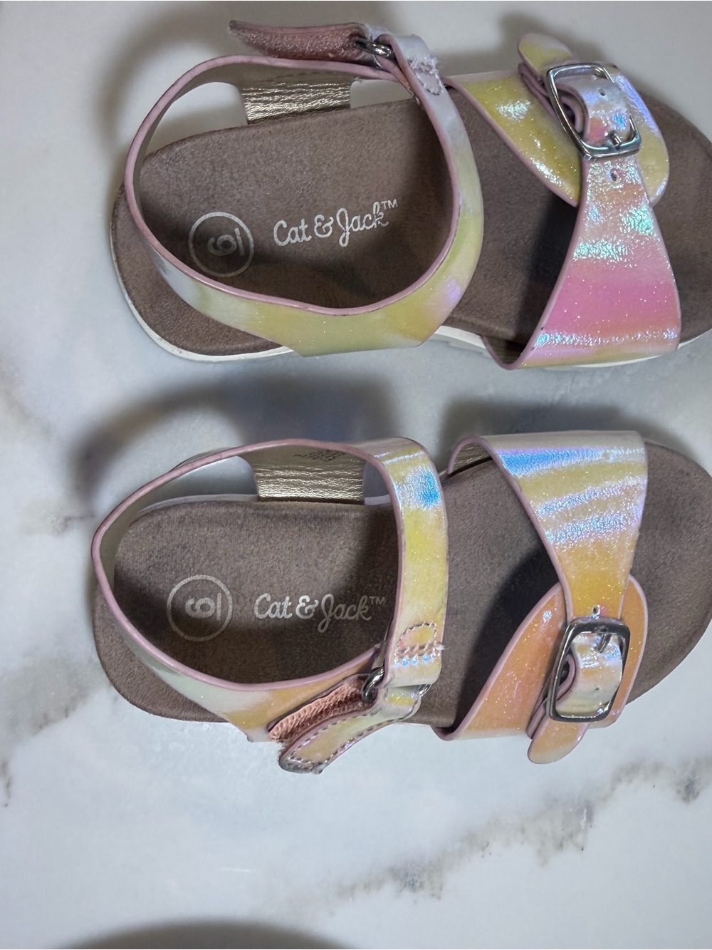 Cat & Jack Iridescent Pink Pearl Kids Buckle Sandals - Target - Picture 10 of 15